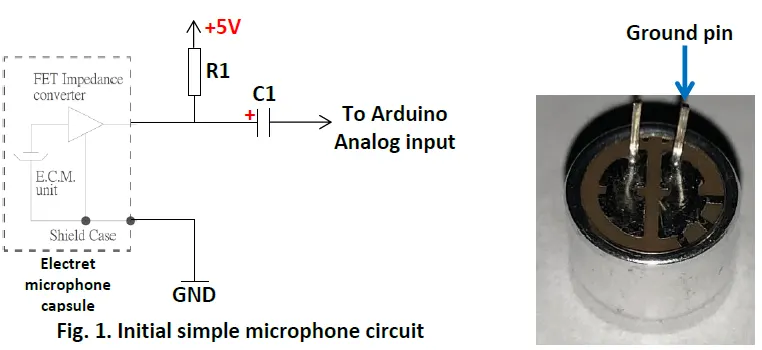 microphone Circuit Schematic for Lab 3: Filtering and FFT.
