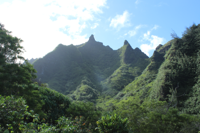 Towering mountains behind Limahuli Garden.