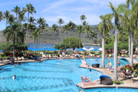 Path leading from the pool to the beach at Marriot Resort and Spa, Lihue.